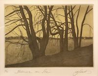 Alfred Schmidt - Grafik 15-40 - „Bäume am See“ - Blattmaß:26,5x35,5 - 105€&hellip;
