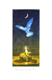 Die Sphingen der Mitternacht, Farb-Acrylriß 2000, 19 x 9 cm (35 x 23 cm).&hellip;