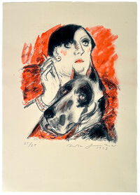 Frau mit Dogge (1993, Farbzinkographie)&hellip;