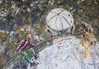 Gartengeplauder, 2019, Papierformat 24 x 30, Plattengröße 13 x 16 cm&hellip;