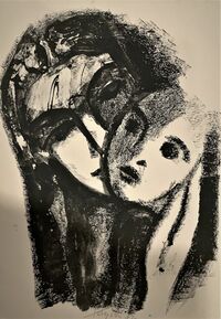 Heinz Tetzner - Frau mit Maske - Steindruck&hellip;