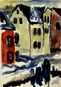 Heinz Tetzner - Häuser im Winter - Aquarell&hellip;