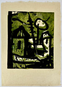 Heinz Tetzner - Haus mit Mond - Farbholzschnitt&hellip;