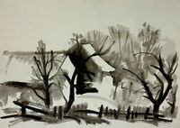 Heinz Tetzner - Heinrichsort s/w - Aquarell&hellip;