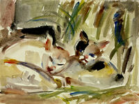Heinz Tetzner - Junge Katzen - Aquarell&hellip;