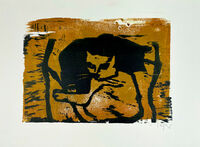 Heinz Tetzner - Katzen - Farbholzschnitt&hellip;