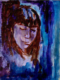 Heinz Tetzner - Mädchen vor blau - Aquarell&hellip;