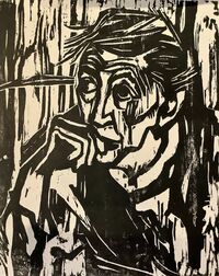 Heinz Tetzner - Nachdenklicher Mann - Holzschnitt&hellip;