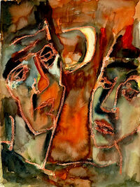 Heinz Tetzner - Paar Mondschein - Aquarell&hellip;