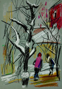 Heinz Tetzner - Skizze(Figuren im Winter) - Skizze&hellip;