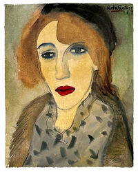 Mädchen mit rotem Mund (Aquarell)&hellip;