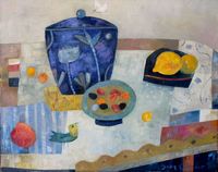 Mit blauer Vase, Öl/Leinwand, 40 x50 cm&hellip;