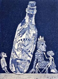 Rainer Henze - "Die Geister in der Flasche" - Blattmaß: 19x26,5cm - Bildmaß: 10x13cm - Druck 20/40&hellip;