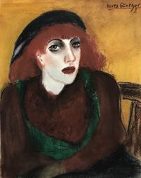 Schwarze Kappe,grünes Tuch 2012 Pastellkreide 34.8 x 27.8&hellip;