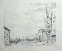 Ställe und Pappel in Seega, 1988 19,5x23,4&hellip;