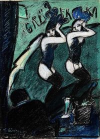 Tänzerinnen - Kakadu Bar 2004 Zeichnung/Pastellkreide über Lithographie 31.5 x 23.5&hellip;